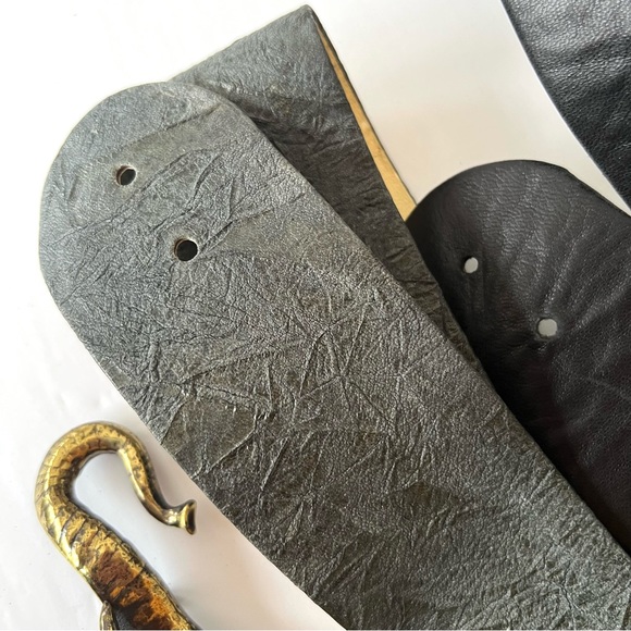 Vintage Elephant Buckle & Leather Belt Set of 2 - Picture 7 of 16